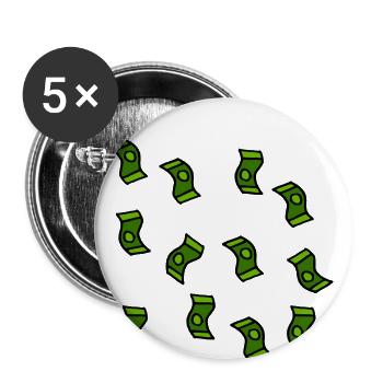Rain of money banknotes gift - Buttons small 1''/25 mm (5-pack) - white - Front