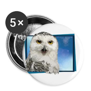 Schneeeule - Buttons klein 25 mm (5er Pack) - Weiß - Vorne