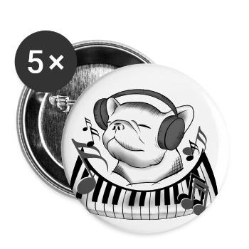 Musique de bouledogue - Lot de 5 petits badges (25 mm) - blanc - Devant