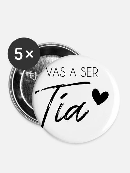vas a ser tía - Buttons klein 25 mm (5er Pack) - Weiß