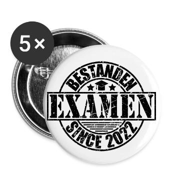 Examen 2022 positiv getestet - Buttons klein 25 mm (5er Pack) - Weiß - Vorne