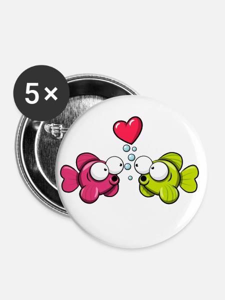 Guppy Love (Freistehend) - Buttons klein 25 mm (5er Pack) - Weiß