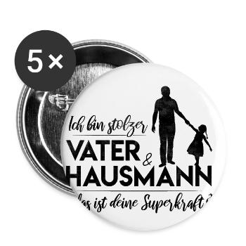 Stolzer Vater Hausmann Papa Familie Elternzeit - Buttons klein 25 mm (5er Pack) - Weiß - Vorne