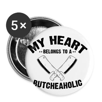 Mein Herz gehört einem Küchenmesser Messerfan - Buttons klein 25 mm (5er Pack) - Weiß - Vorne