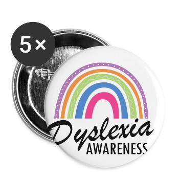 Dyslexia Intervention for Dyslexia Therapy - Buttons small 1''/25 mm (5-pack) - white - Front