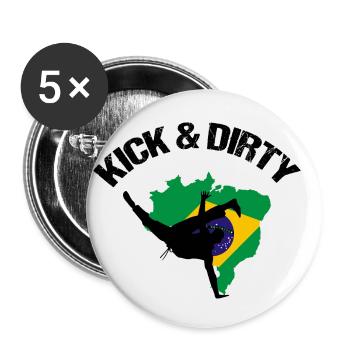 Ginga Capoeira für brasilianische Kampfsportarten - Buttons klein 25 mm (5er Pack) - Weiß - Vorne