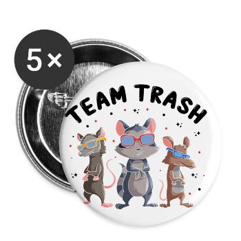 Sariga Design für Opossum und Waschbär - Buttons klein 25 mm (5er Pack) - Weiß - Vorne