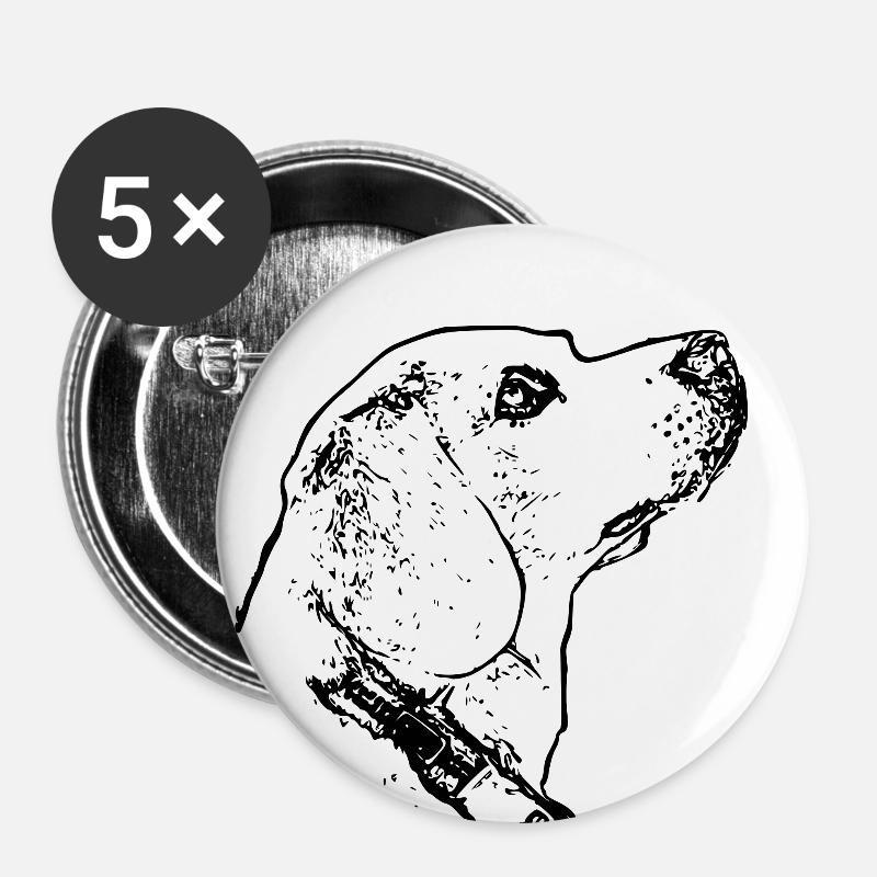 Beagle Hund - Buttons klein 25 mm (5er Pack) - Weiß