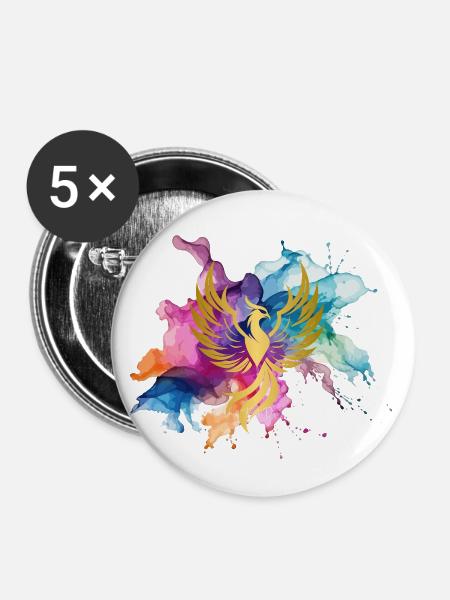 Phönix - Buttons klein 25 mm (5er Pack) - Weiß