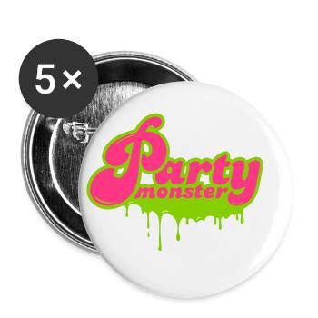 PARTY MONSTER - Lot de 5 petits badges (25 mm) - blanc - Devant