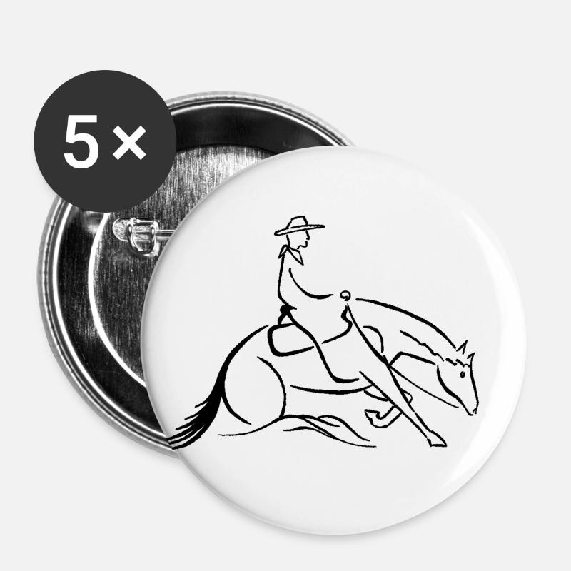 Westernreiter Slidingstop schwarz - Buttons klein 25 mm (5er Pack) - Weiß