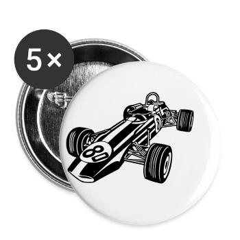 Rennwagen / Race Car 02_schwarz weiß - Buttons klein 25 mm (5er Pack) - Weiß - Vorne