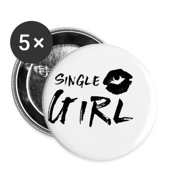 Single Girl - Buttons klein 25 mm (5er Pack) - Weiß - Vorne