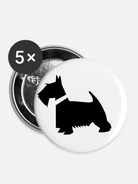 black scottish terrier - Buttons klein 25 mm (5er Pack) - Weiß