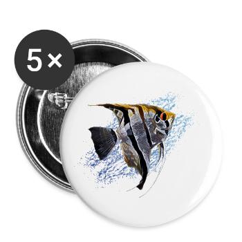Angelfish Tropical Fish Keeper Cichlid Fish Fan - Buttons small 1''/25 mm (5-pack) - white - Front