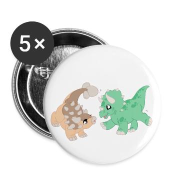 Playing Dinos - Buttons small 1''/25 mm (5-pack) - white - Front