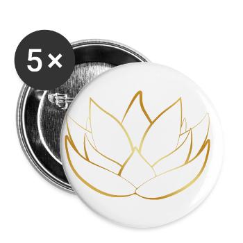 Lotusblume - Buttons klein 25 mm (5er Pack) - Weiß - Vorne
