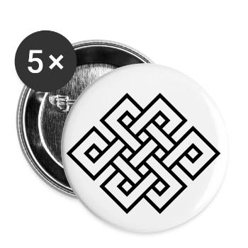 Noeud sans fin, Tibet, infini, symbole de bonheur - Lot de 5 petits badges (25 mm) - blanc - Devant