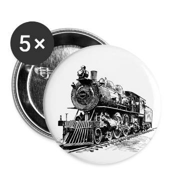 Eisenbahn Abenteuer weltweit ferne Länder Dampf - Buttons klein 25 mm (5er Pack) - Weiß - Vorne