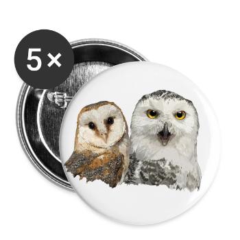 Schneeeule und Schleiereule - Buttons klein 25 mm (5er Pack) - Weiß - Vorne