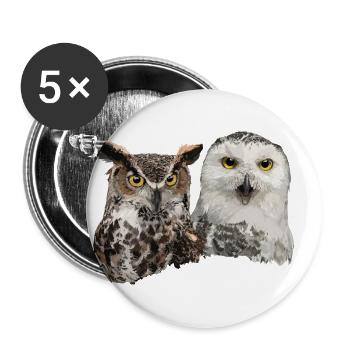 Schneeeule und amerikanische Eule - Buttons klein 25 mm (5er Pack) - Weiß - Vorne