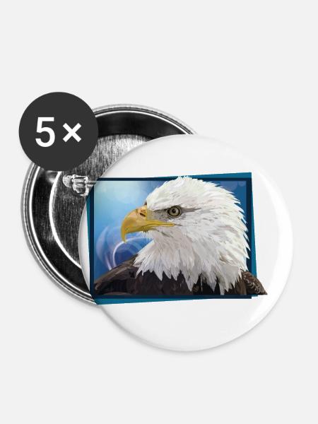 Weißkopfseeadler - Buttons klein 25 mm (5er Pack) - Weiß