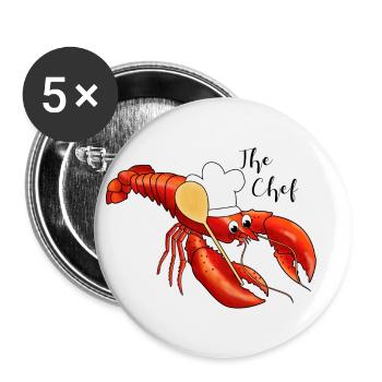 Le chef, chef, cuisinière, homard - Lot de 5 petits badges (25 mm) - blanc - Devant