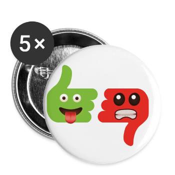 Emoticone gefällt mir, ich mag es nicht. - Buttons klein 25 mm (5er Pack) - Weiß - Vorne