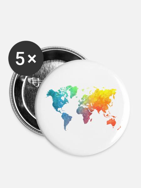 Farben der Weltkarten - Buttons klein 25 mm (5er Pack) - Weiß