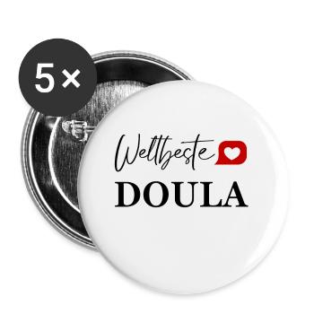WELTBESTE DOULA - Buttons klein 25 mm (5er Pack) - Weiß - Vorne