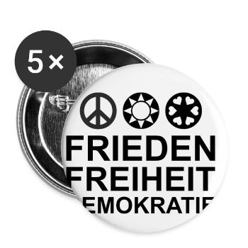 Statement Frieden Freiheit Demokratie 1 - Buttons klein 25 mm (5er Pack) - Weiß - Vorne