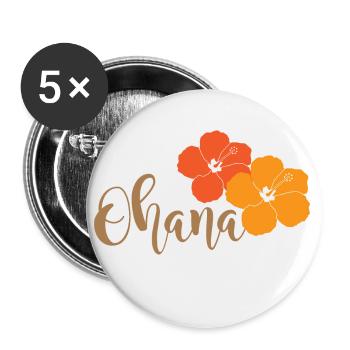 Ohana mit Hibiskusblüten - Buttons klein 25 mm (5er Pack) - Weiß - Vorne