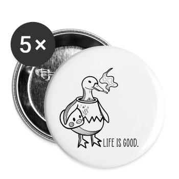 Good Life Duck Hipster Mood - Buttons small 1''/25 mm (5-pack) - white - Front