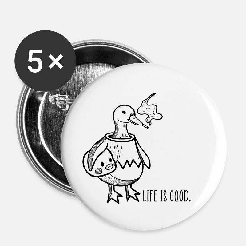 Good Life Ente Hipster Mood - Buttons klein 25 mm (5er Pack) - Weiß