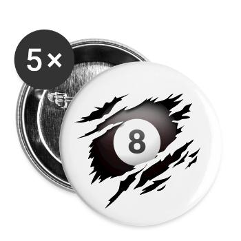 Pool Billard im Herzen - Buttons klein 25 mm (5er Pack) - Weiß - Vorne