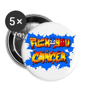 Fuck you Cancer - Lot de 5 petits badges (25 mm) - blanc - Devant