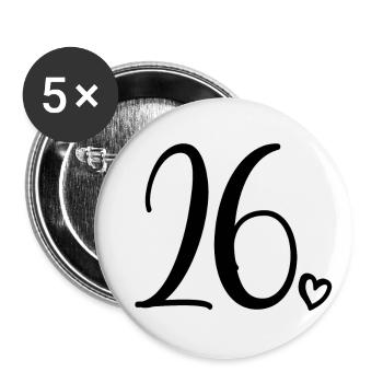Süße Nummer 26, 26 Jahre alt, Geschenk zum 26. Geburtstag - Buttons klein 25 mm (5er Pack) - Weiß - Vorne