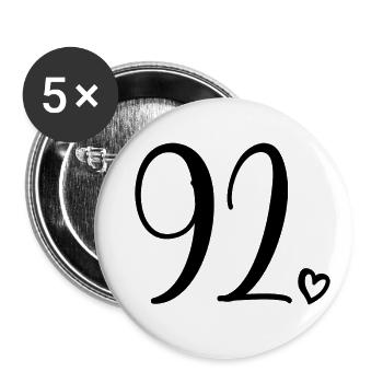 Cute Number 92, 92 Years Old, 92nd Birthday Gift - Buttons small 1''/25 mm (5-pack) - white - Front