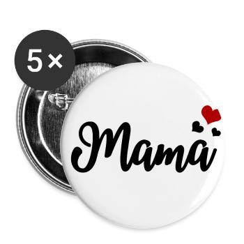 Mama Herzen - Buttons klein 25 mm (5er Pack) - Weiß - Vorne