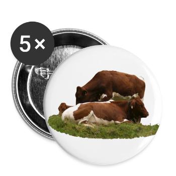 Pinzgauer Rinder sind robust und widerstandsfähig - Buttons klein 25 mm (5er Pack) - Weiß - Vorne