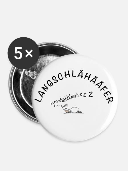 Langschläfer Schaf Wortspiel - Buttons klein 25 mm (5er Pack) - Weiß