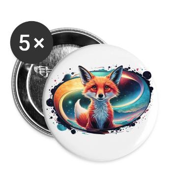 Fuchs - Illustration - Buttons klein 25 mm (5er Pack) - Weiß - Vorne