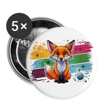 Fuchs - Illustration - Buttons klein 25 mm (5er Pack) - Weiß - Vorne
