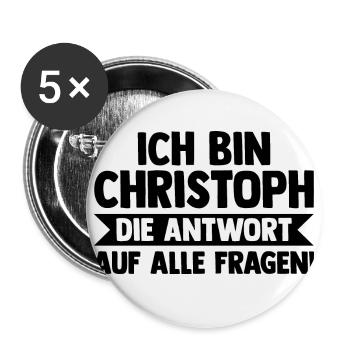 Prénom Chris Christoph - Lot de 5 petits badges (25 mm) - blanc - Devant