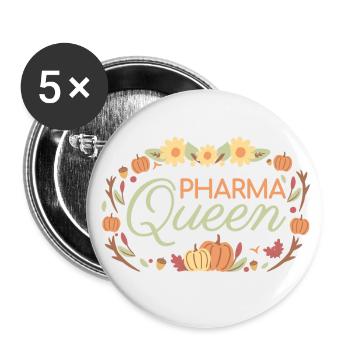 Apotheke Pharma Queen pastellfarben - Buttons klein 25 mm (5er Pack) - Weiß - Vorne