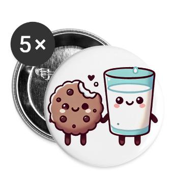 Illustration de biscuit au lait meilleurs amis - Lot de 5 petits badges (25 mm) - blanc - Devant