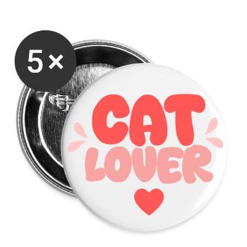 Cat Lover - Buttons small 1''/25 mm (5-pack) - white - Front