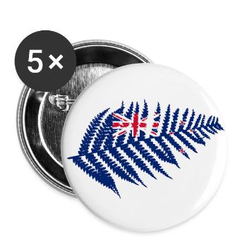 Fougère de Nouvelle-Zélande avec drapeau - Lot de 5 petits badges (25 mm) - blanc - Devant