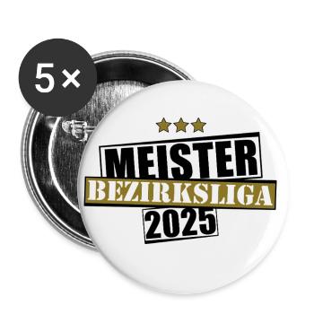 Meister Bezirksliga 2025 Aufstiegstrikot - Buttons klein 25 mm (5er Pack) - Weiß - Vorne