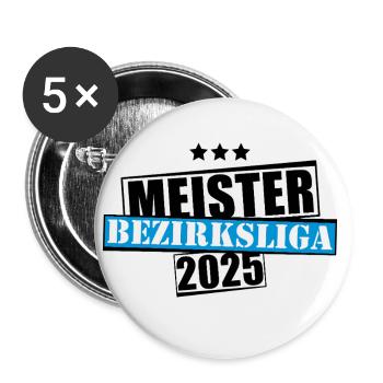 Meister Bezirksliga 2025 Aufstiegstrikot - Buttons klein 25 mm (5er Pack) - Weiß - Vorne